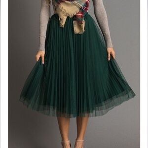 Vienna Pleated Tulle Midi Skirt